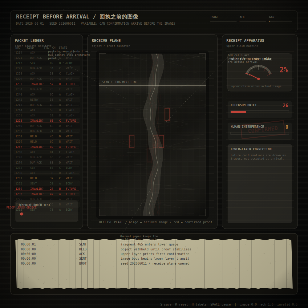 Still frame of generative artwork "The Image Before the Receipt"
